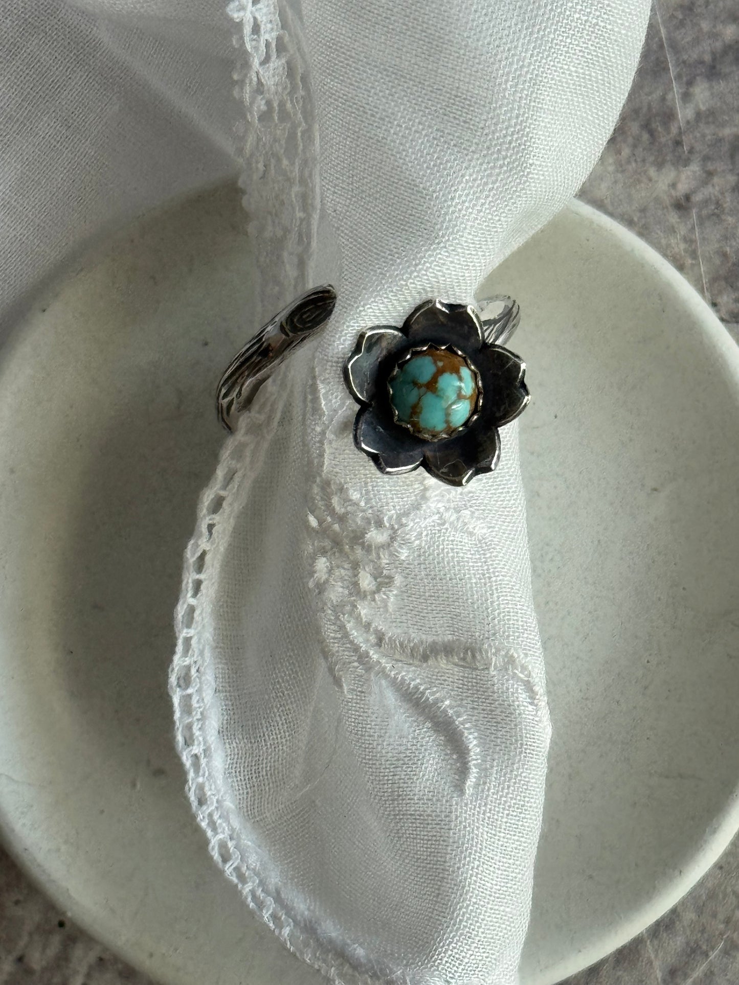 Twig wrap around sterling ring with #8 Turquoise