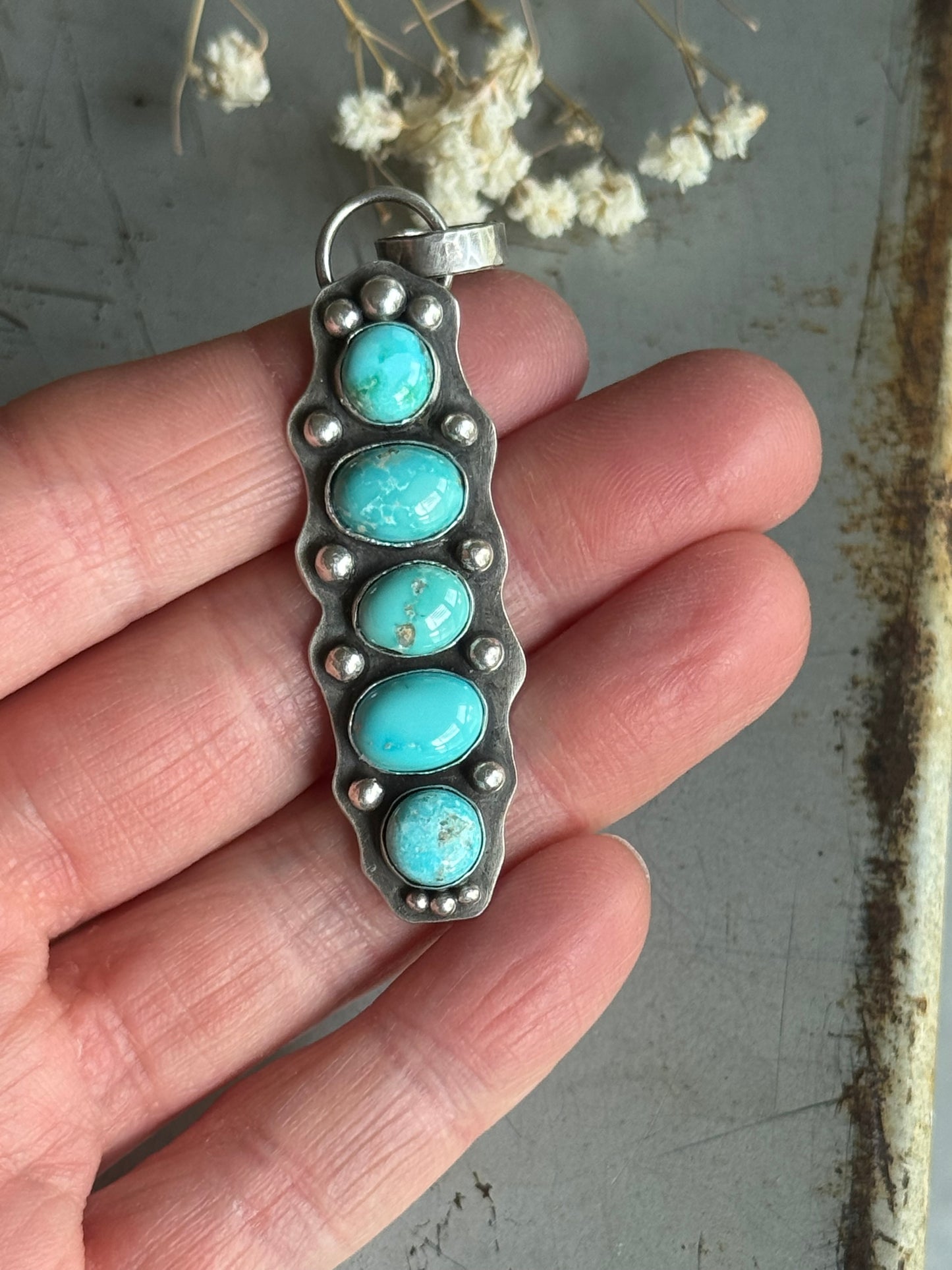 Lone Mountain Turquoise sterling pendant only (necklace sold separately)