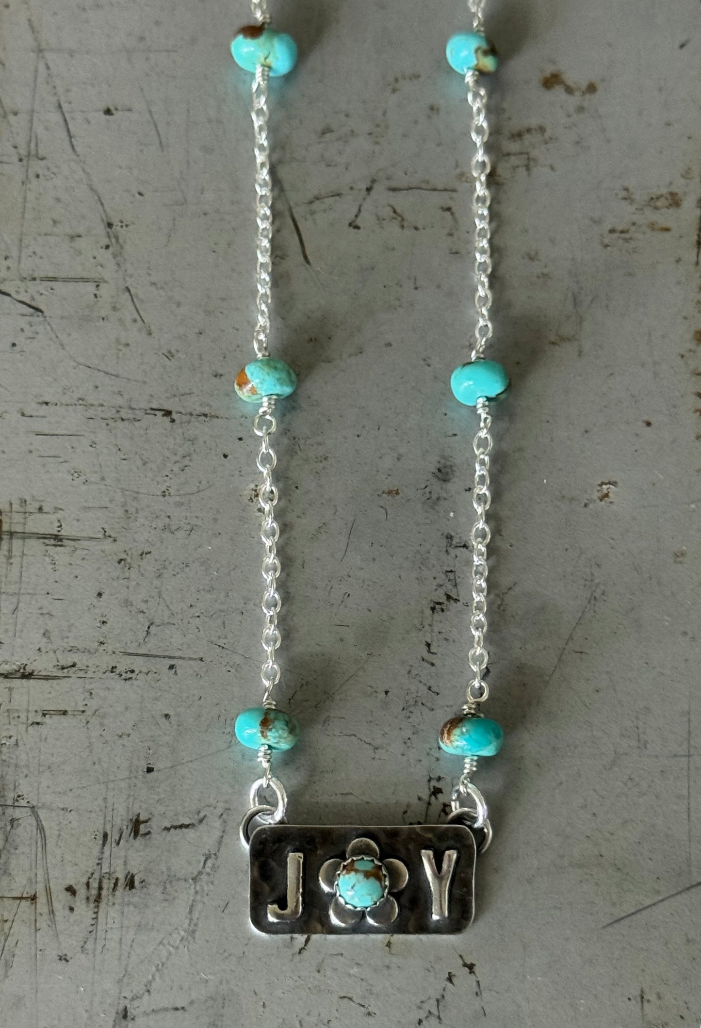 Kingman Turquoise sterling Joy necklace