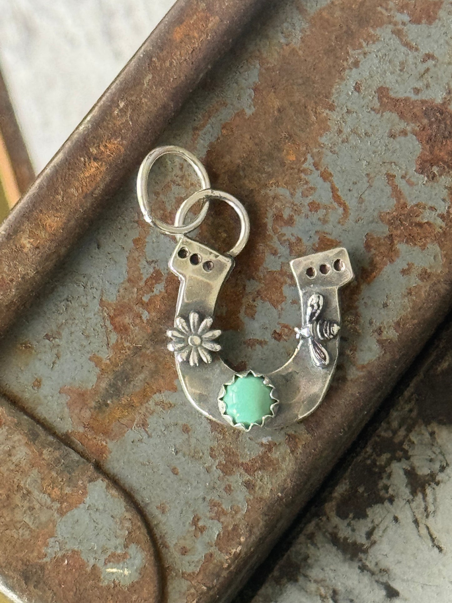 Kingman Turquoise Sterling Horseshoe pendant