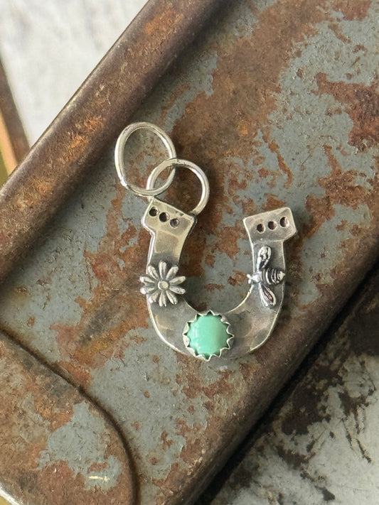 Kingman Turquoise Sterling Horseshoe pendant