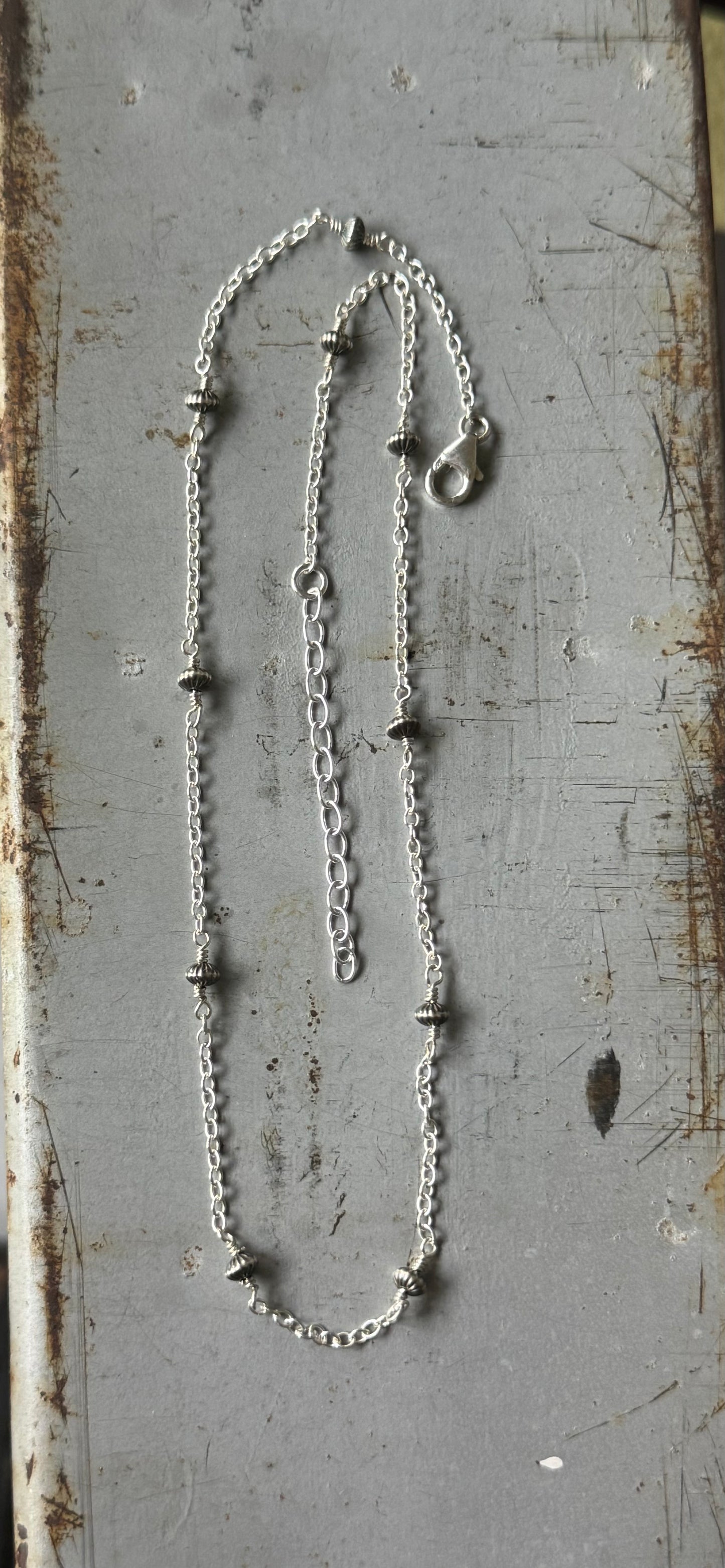 Hand wired sterling bead necklace only (pendant sold separately)