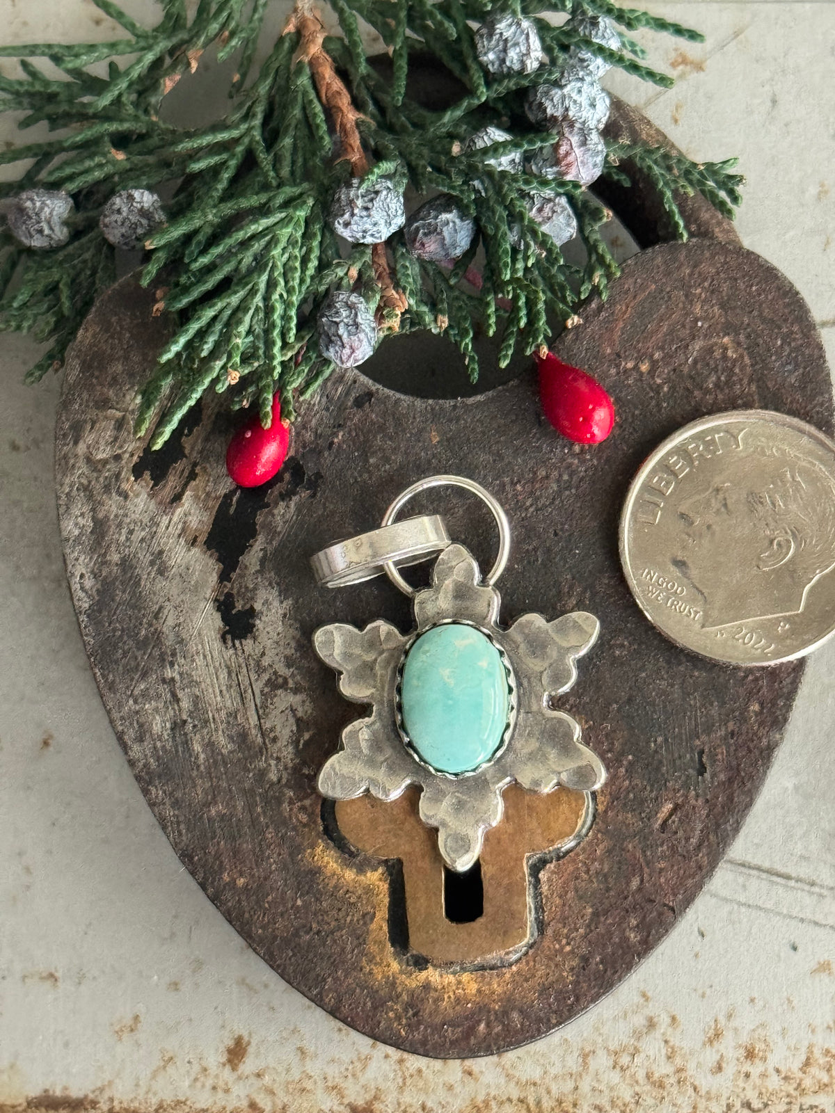 Dry Creek Turquoise sterling snowflake pendant