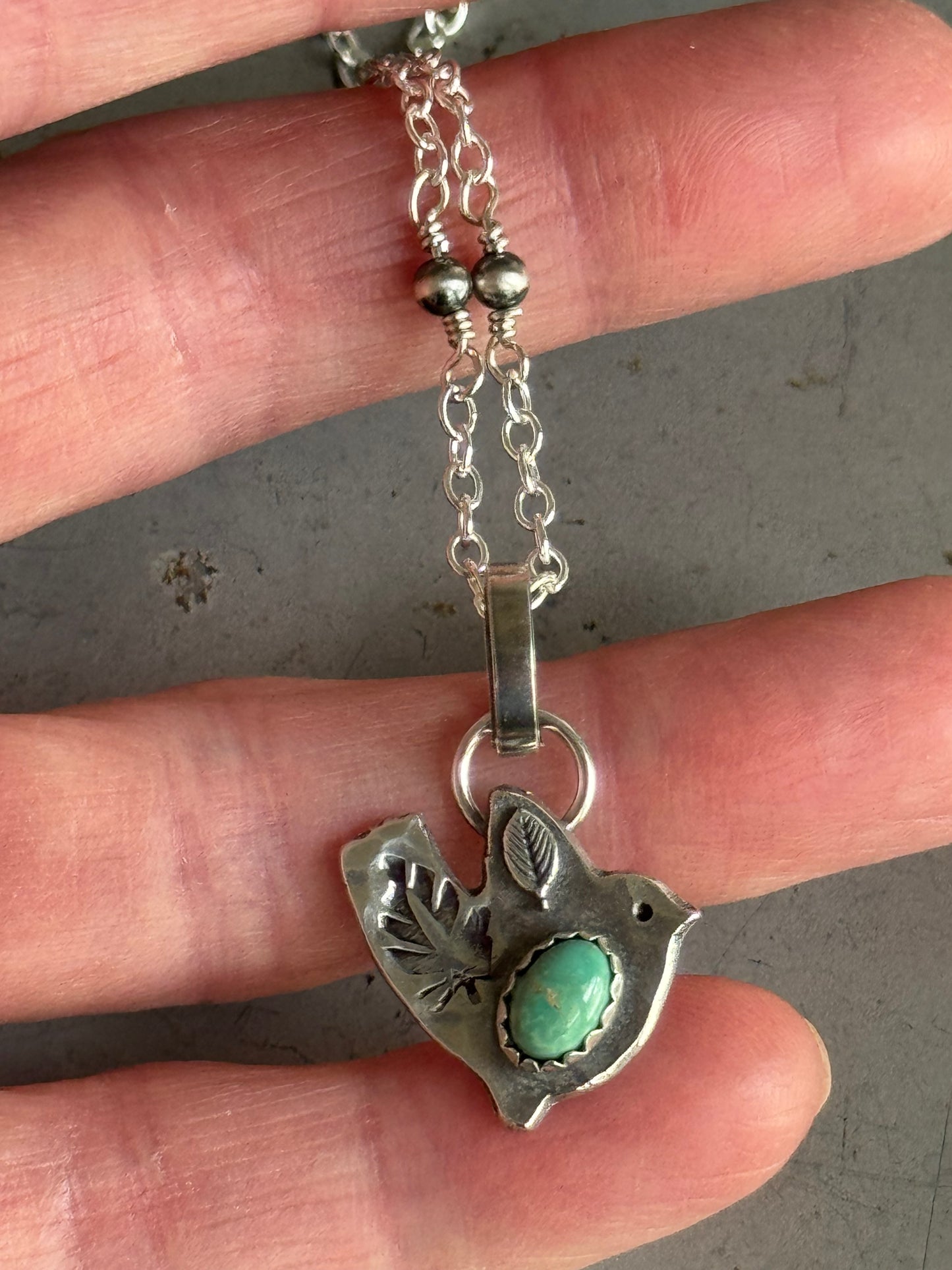 Lone Mountain Birdie sterling beaded necklace