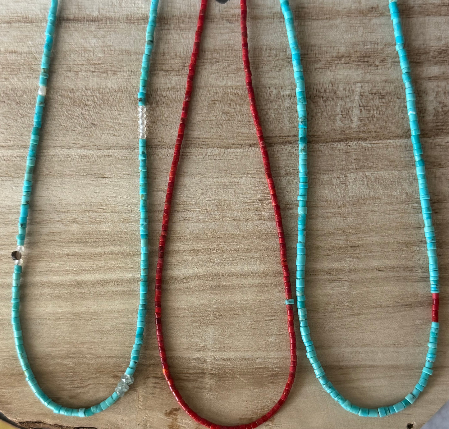 *Made to Order*                  Kingman Turquoise + Red Coral sterling necklace only (Pendants, charms and other necklaces sold separately)