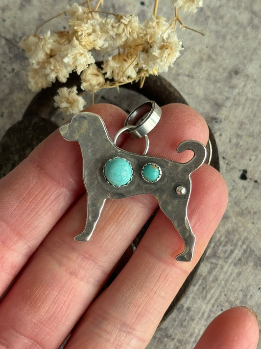 Made to order                      Labrador sterling pendant with KingmanTurquoise