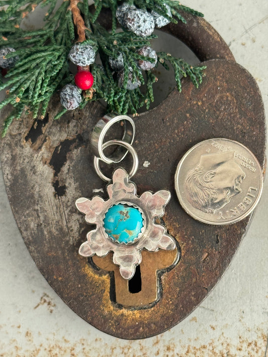 Lone Mountain Turquoise sterling snowflake pendant