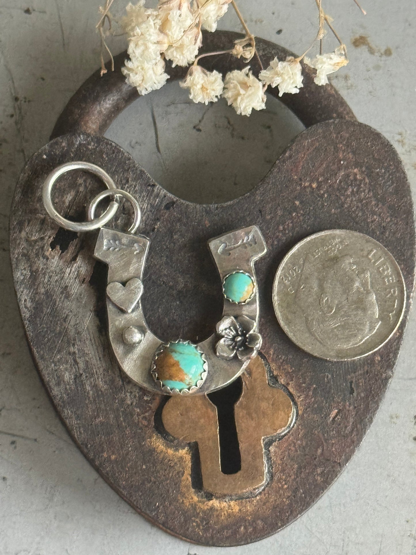 Kingman Turquoise Sterling Horseshoe pendant