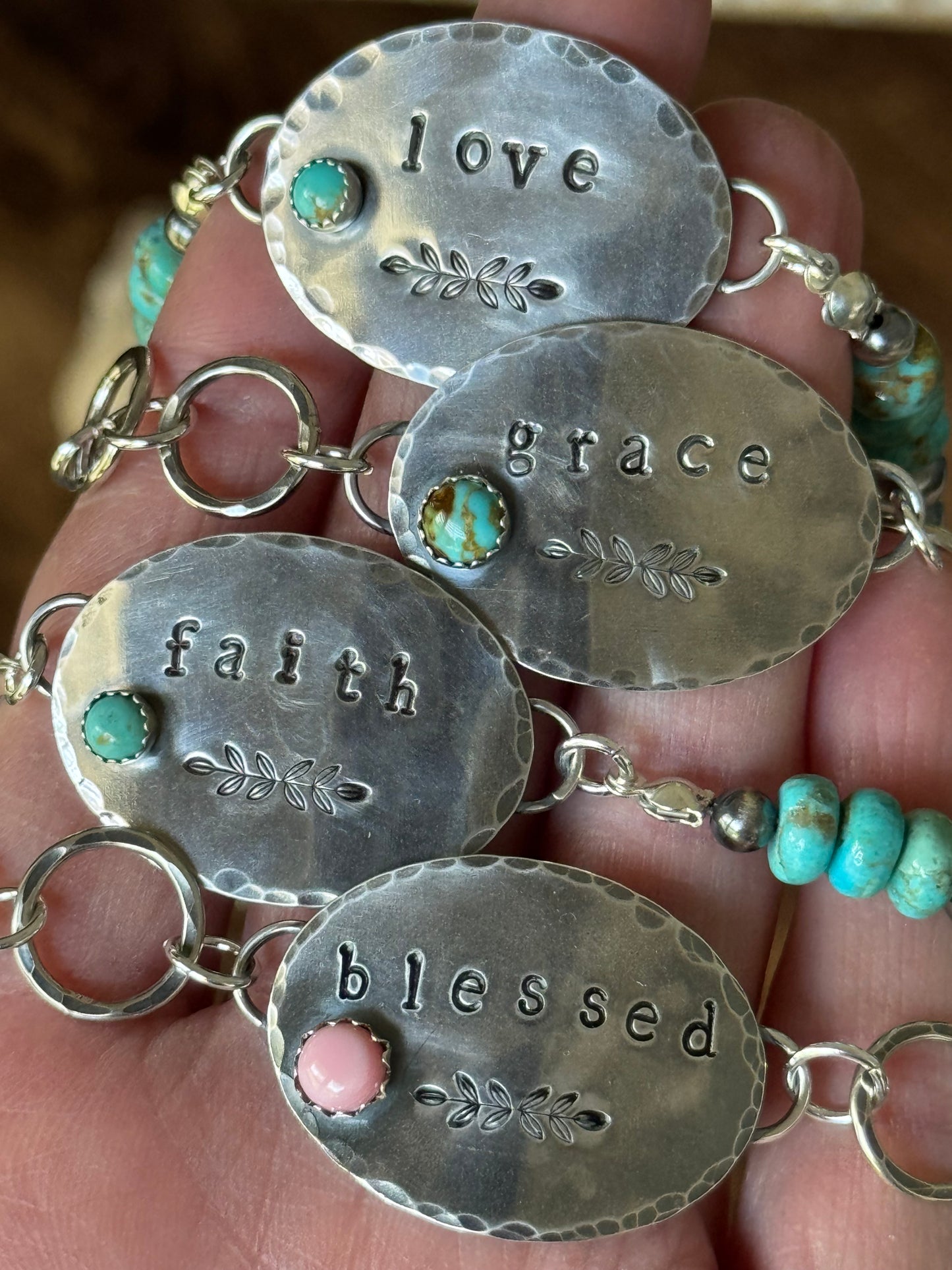 Blessed sterling and Queen Conch adjustable bracelet
