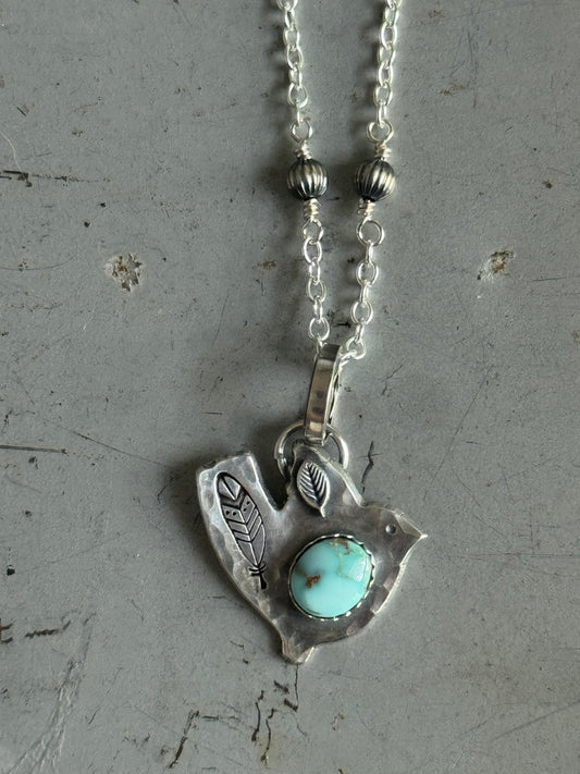 Birdie Dry Creek Turquoise sterling beaded necklace