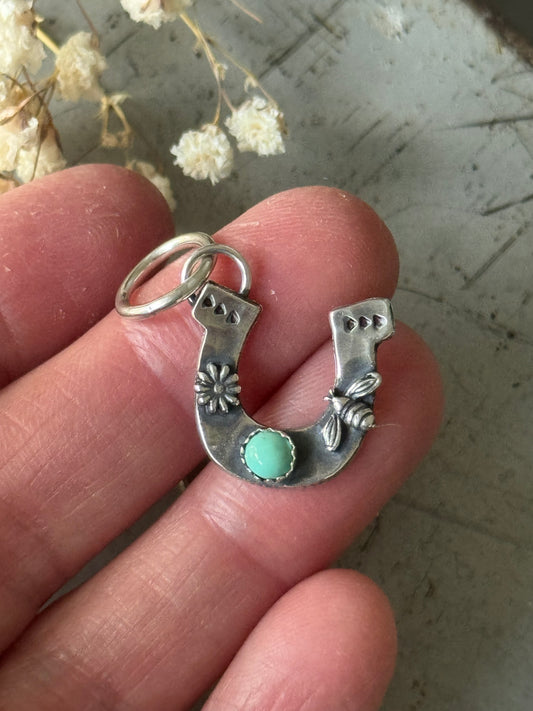 Kingman Turquoise Sterling Horseshoe pendant