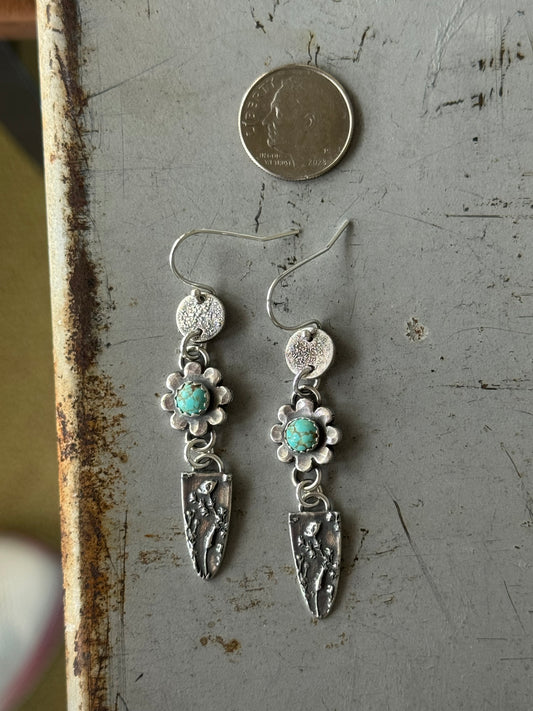 #8 Turquoise sterling wildflower earrings