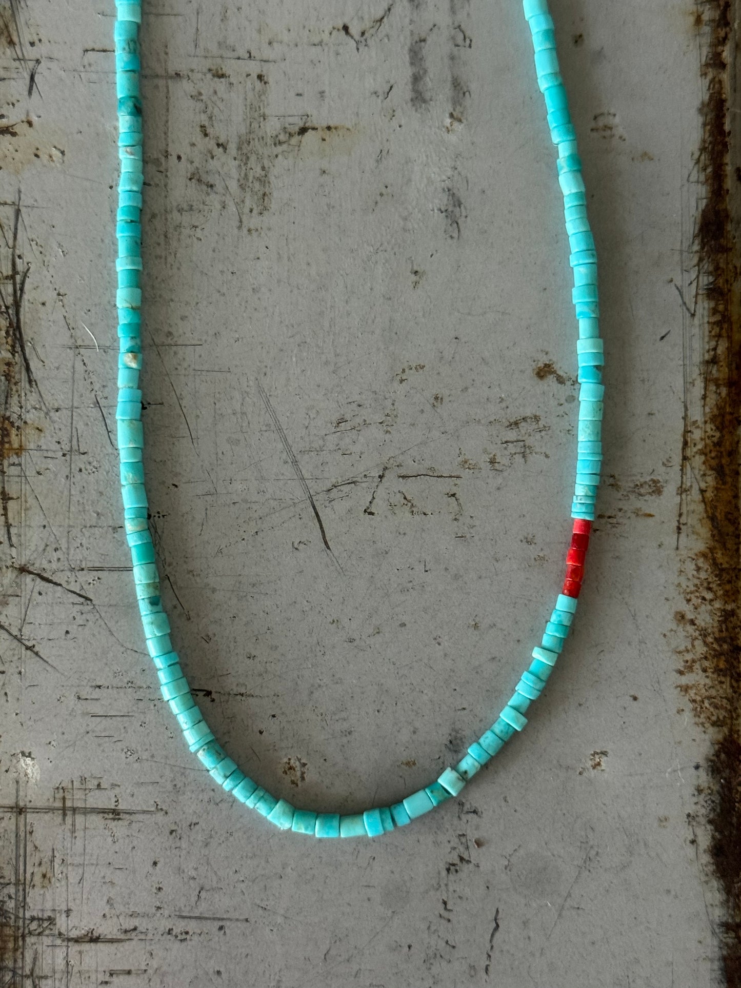 *Made to Order*                  Kingman Turquoise + Red Coral sterling necklace only (Pendants, charms and other necklaces sold separately)