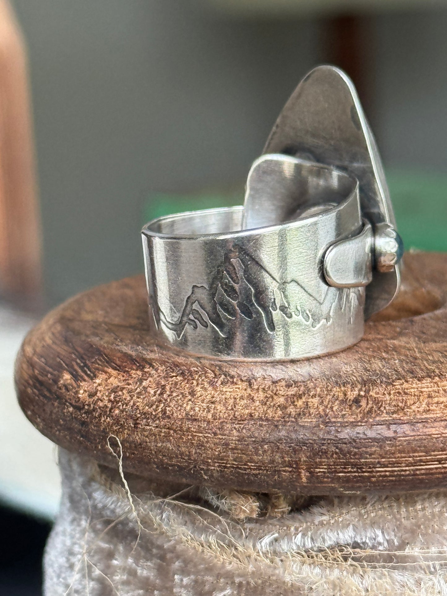 Polychrome Jasper Adjustable sterling mountain ring