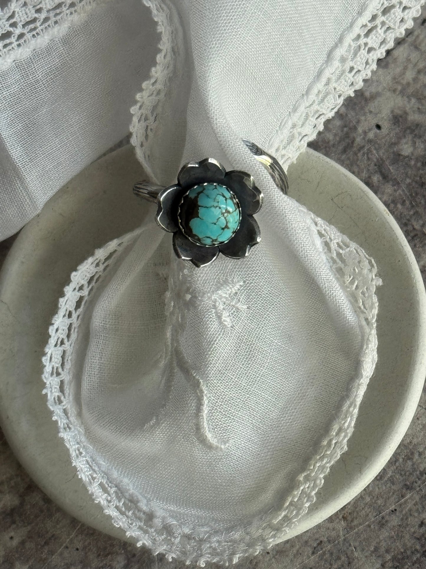 Twig wrap around sterling ring with #8 Turquoise