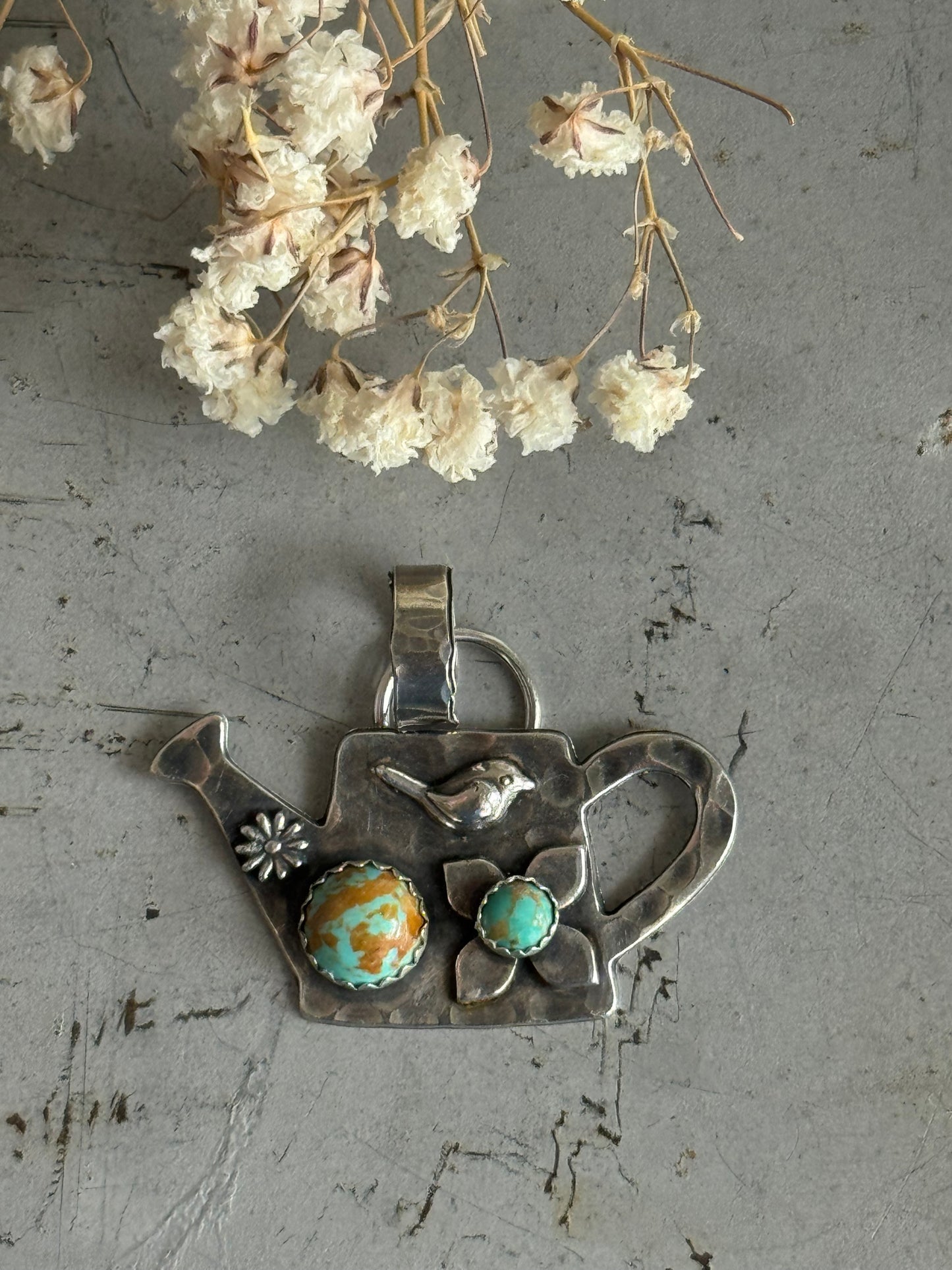 Kingman Turquoise sterling watering can pendant only