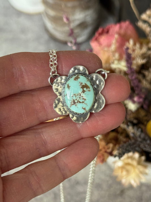 Blooming Dry Creek Turquoise sterling necklace