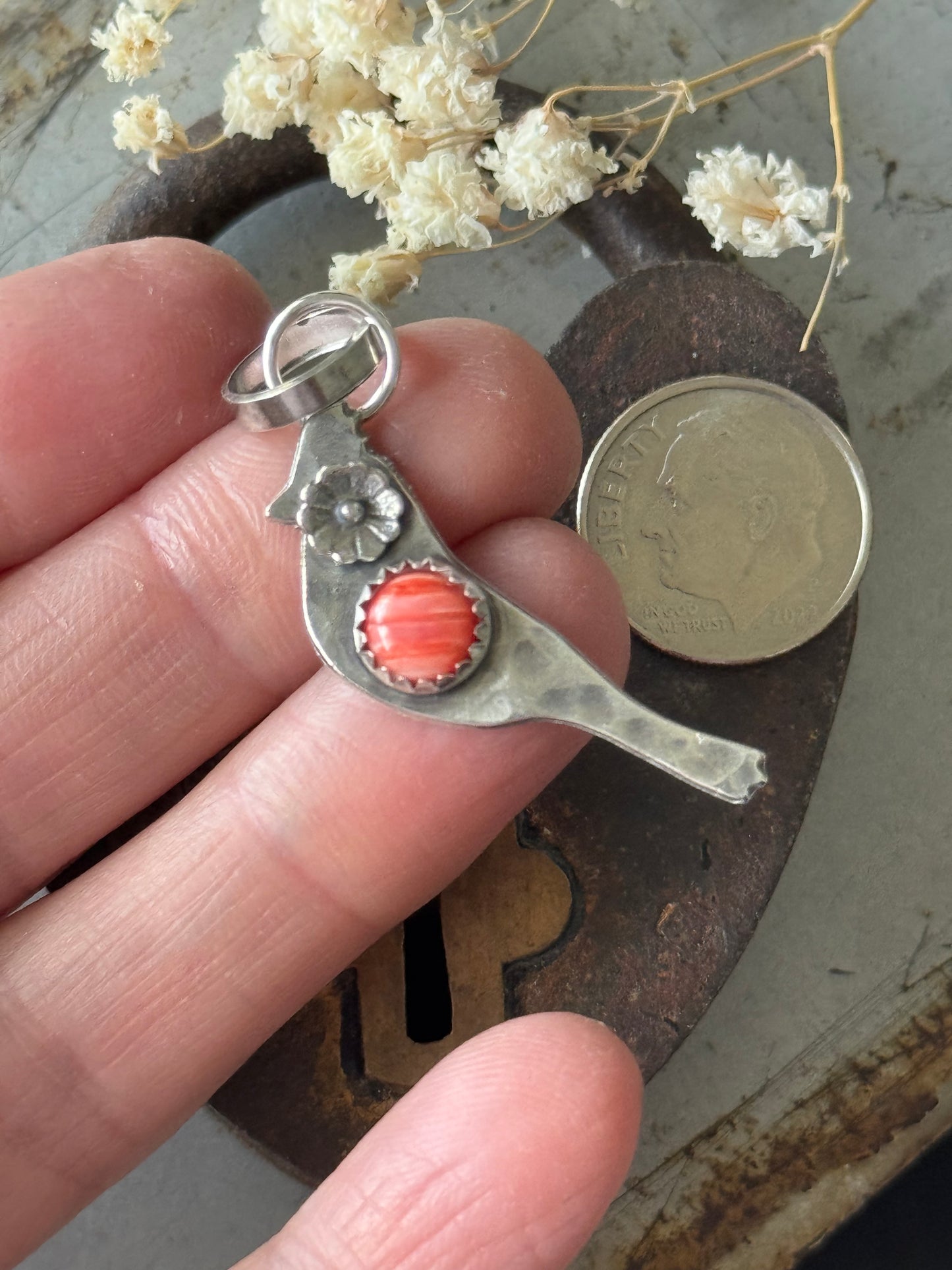 Cardinal sterling pendant with Red Spiny Oyster