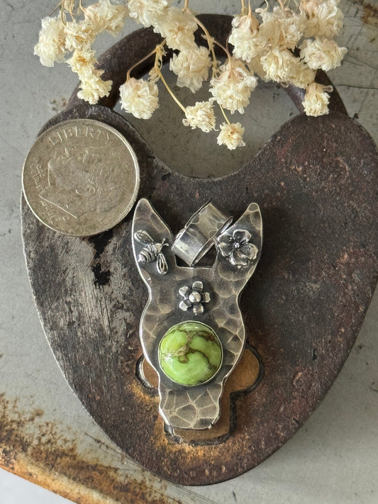 Sterling donkey/burro pendant with Sonoran Gold Turquoise