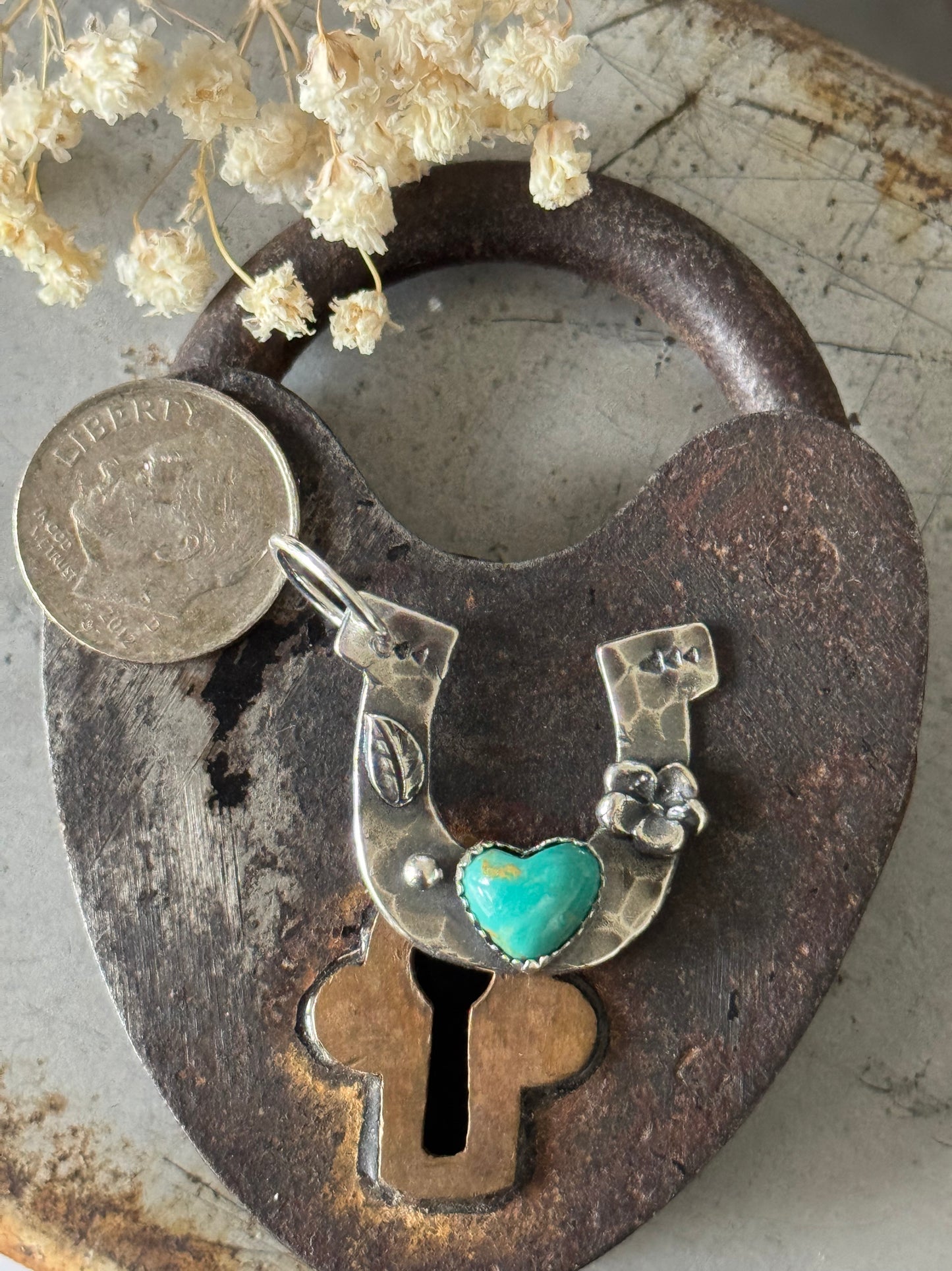 Kingman Turquoise Sterling Horseshoe pendant