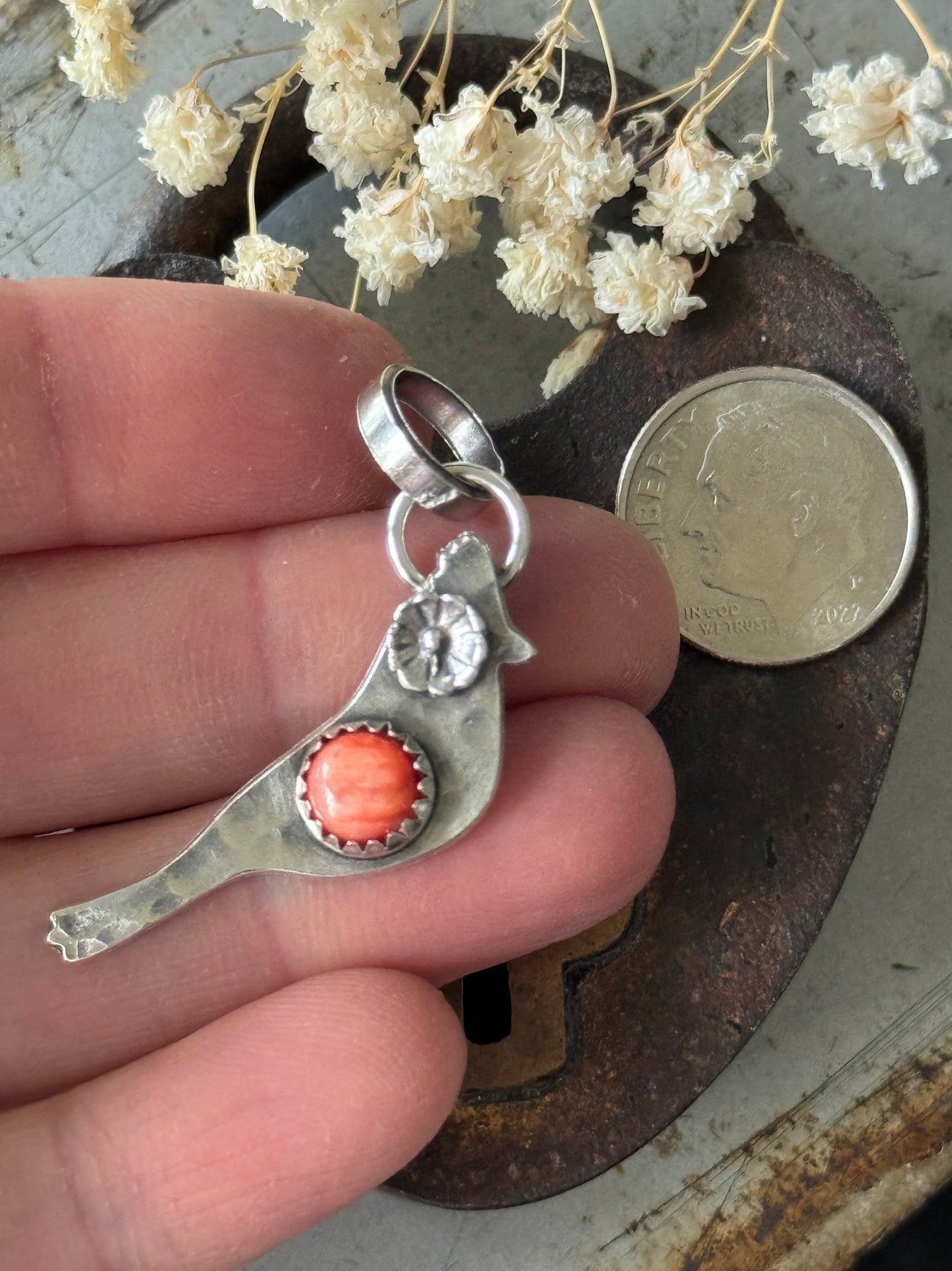 Cardinal sterling pendant with Red Spiny Oyster