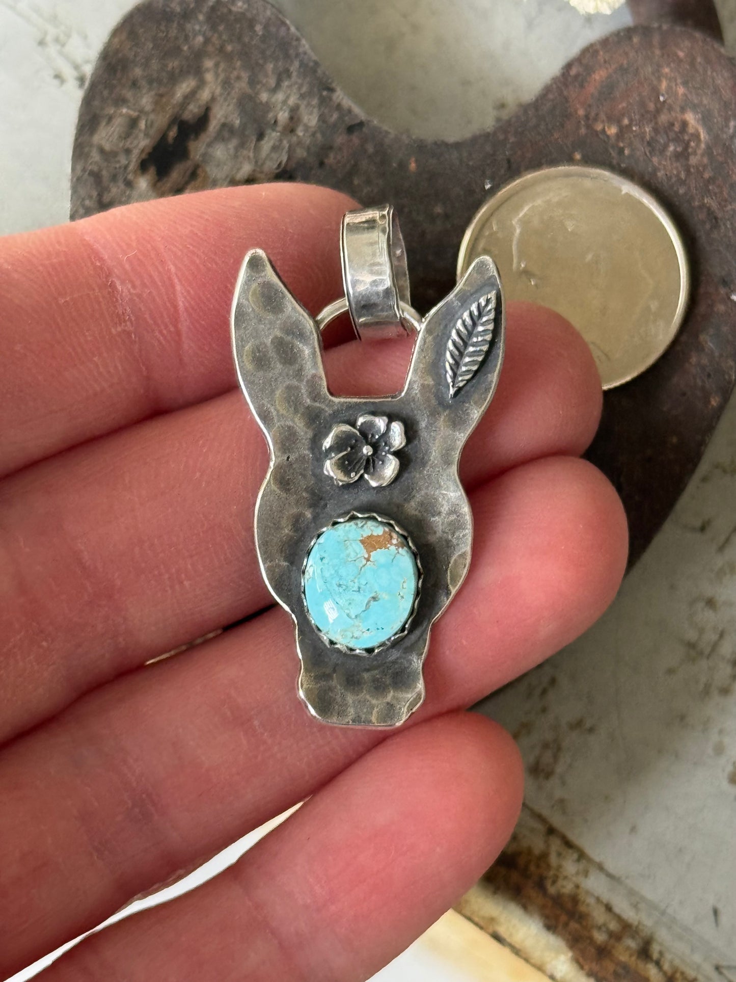 Dry Creek Turquoise sterling Burro pendant