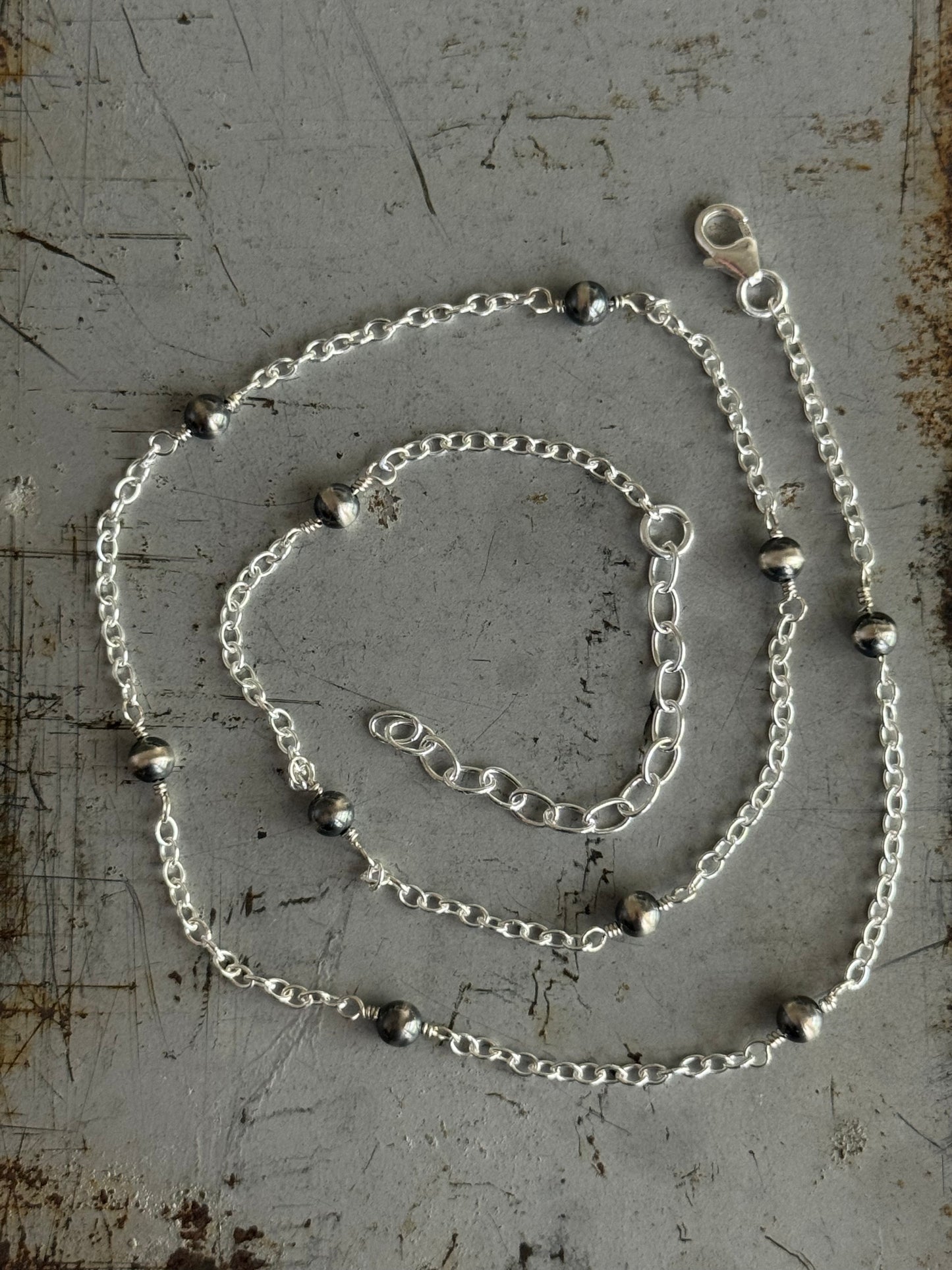 Made to Order Sterling hand wired Desert Pearl necklace only (pendant sold separately)