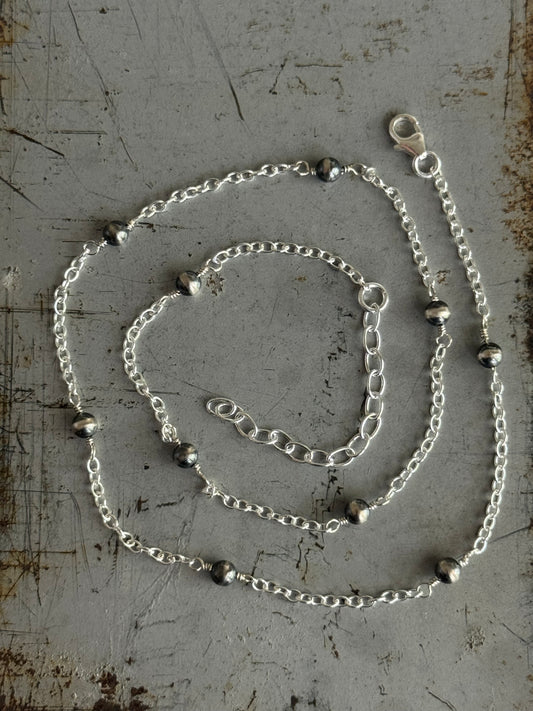 Made to Order Sterling hand wired Desert Pearl necklace only (pendant sold separately)