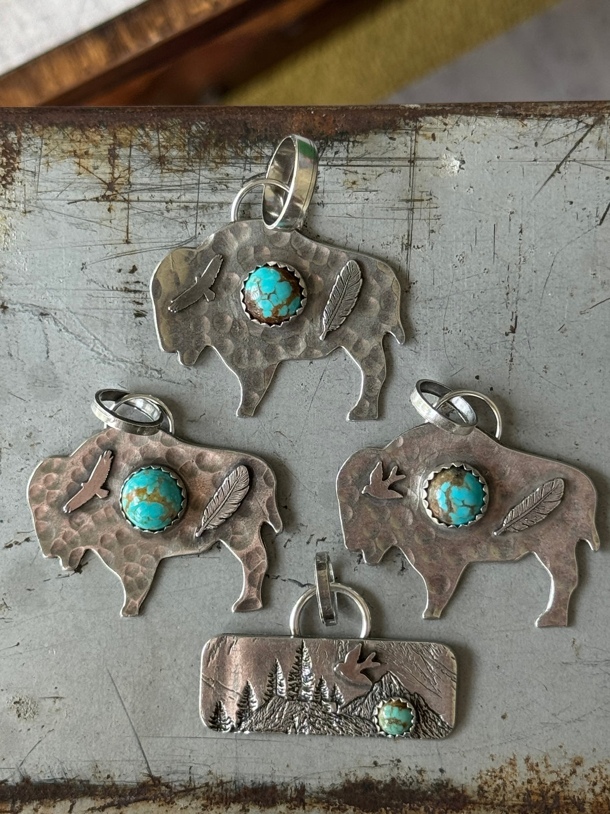Mountain sterling pendant with Number 8 Turquoise