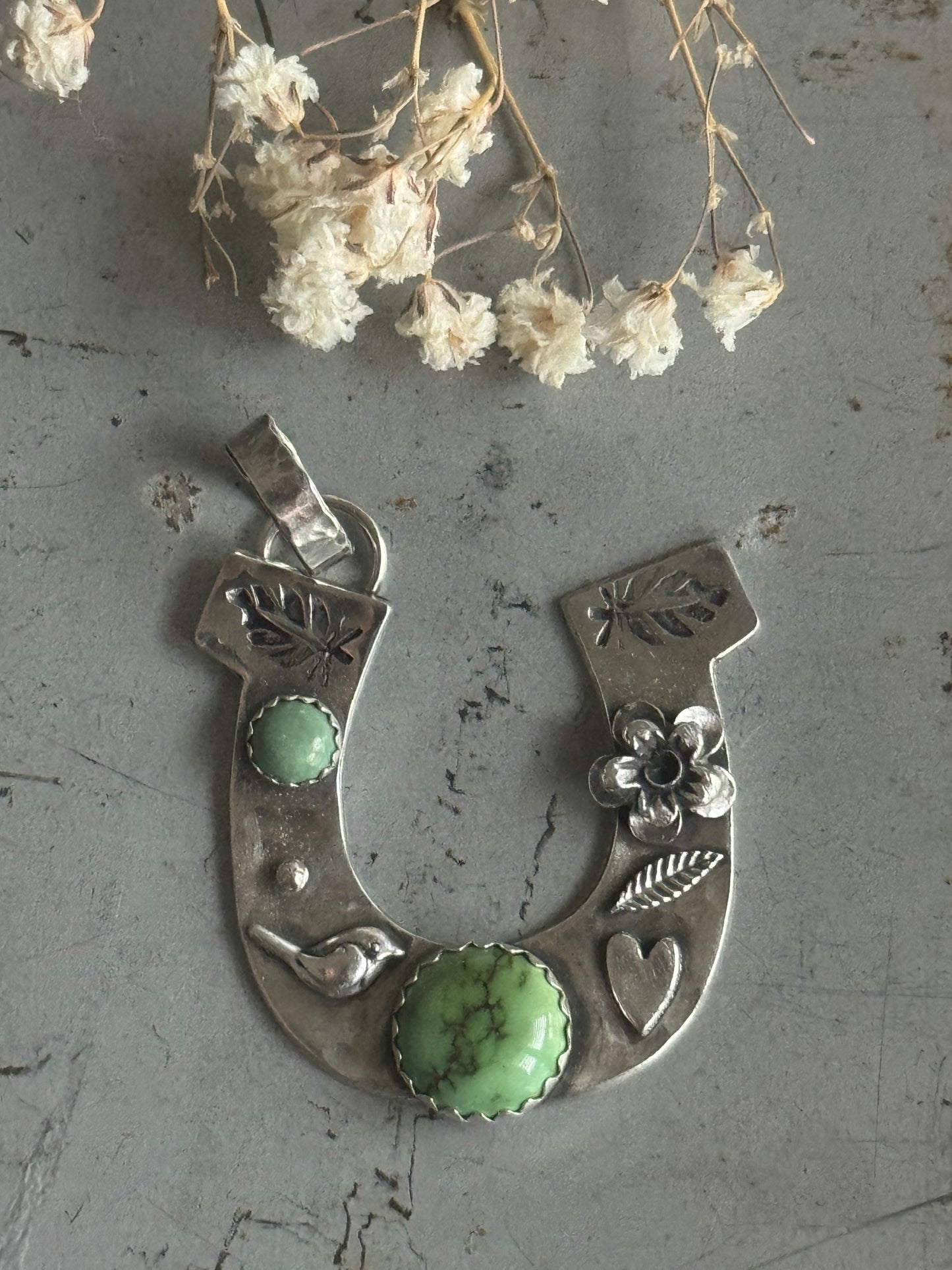 Sonoran Gold Turquoise Sterling Horseshoe pendant