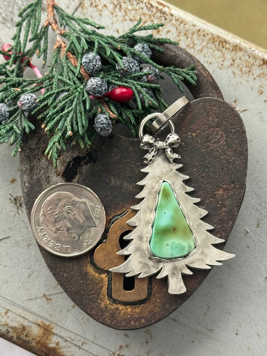 Christmas tree sterling pendant with Pilot Mountain Turquoise