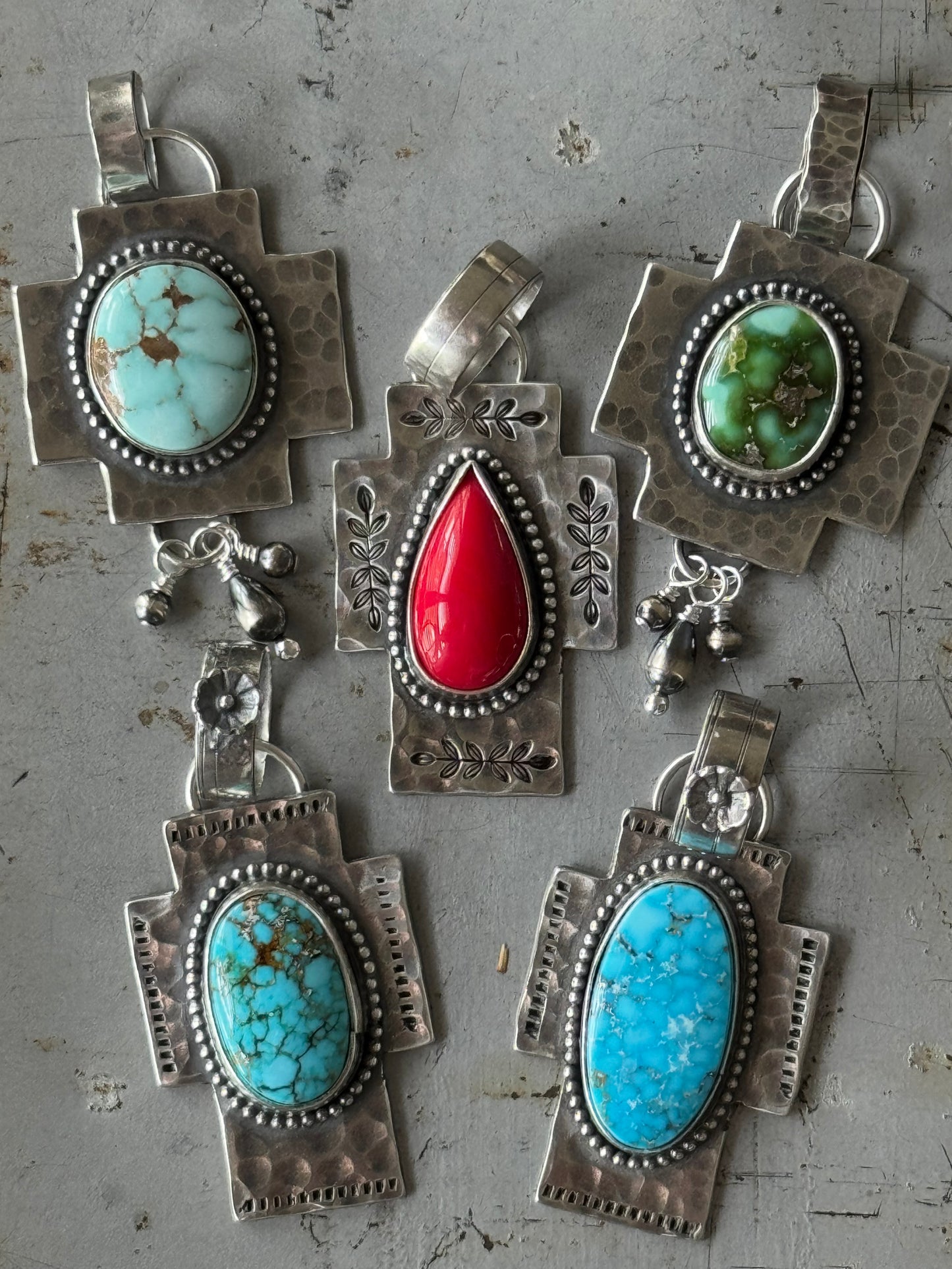 Kingman Turquoise sterling cross pendant