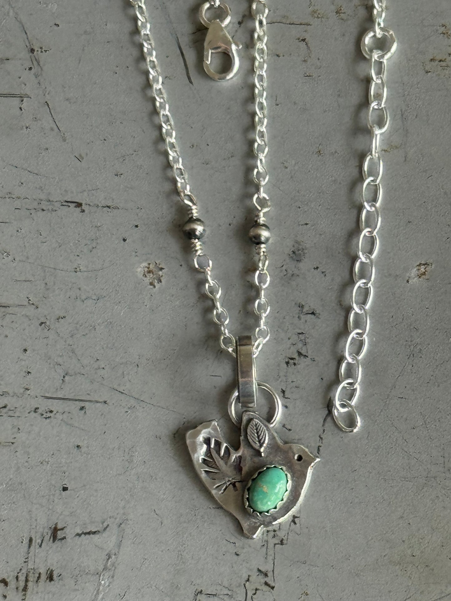 Lone Mountain Birdie sterling beaded necklace