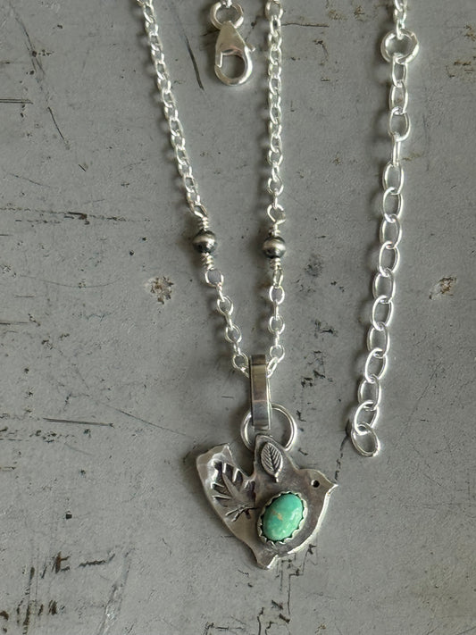 Birdie Lone Mountain Turquoise sterling beaded necklace