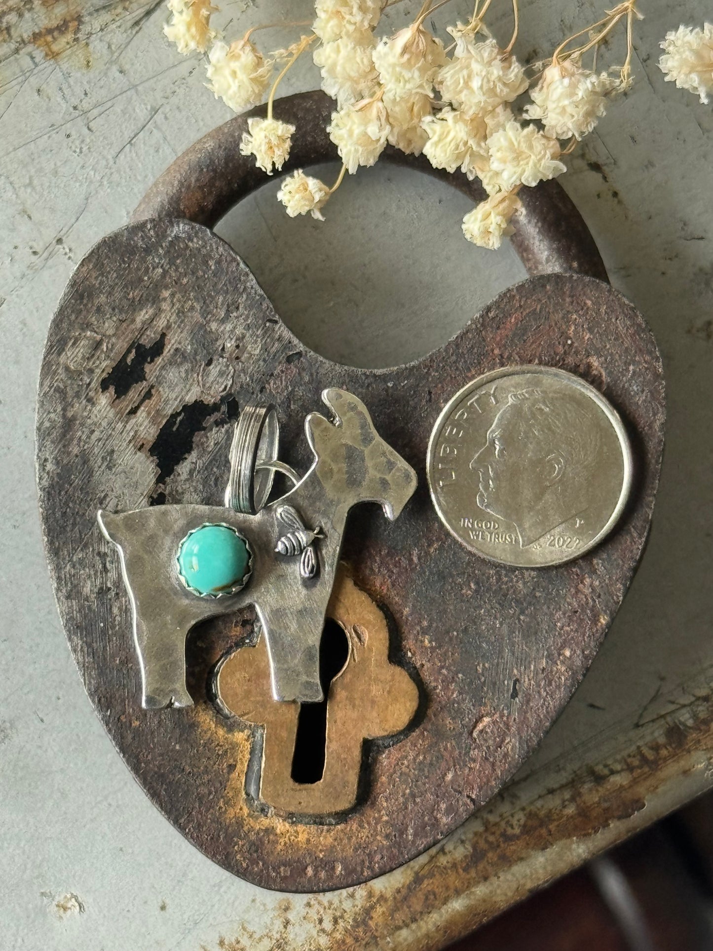 Goat Sterling pendant with Kingman Turquoise
