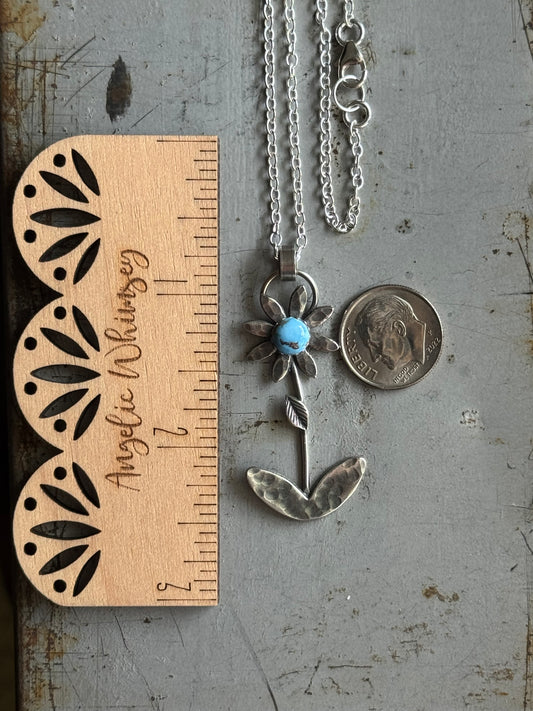 Golden Hills Turquoise Sterling flower necklace