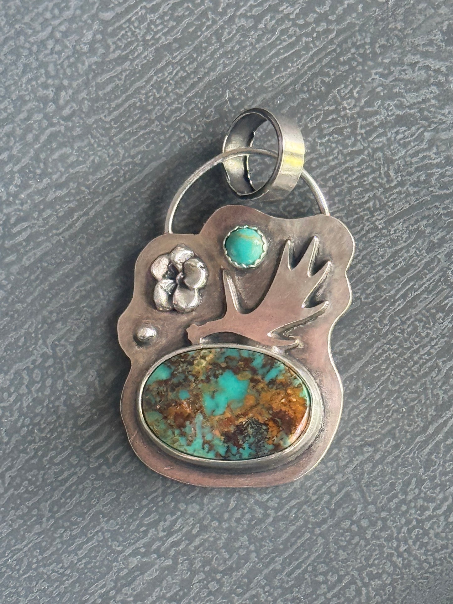 Pilot Mountain Moose antler sterling pendant