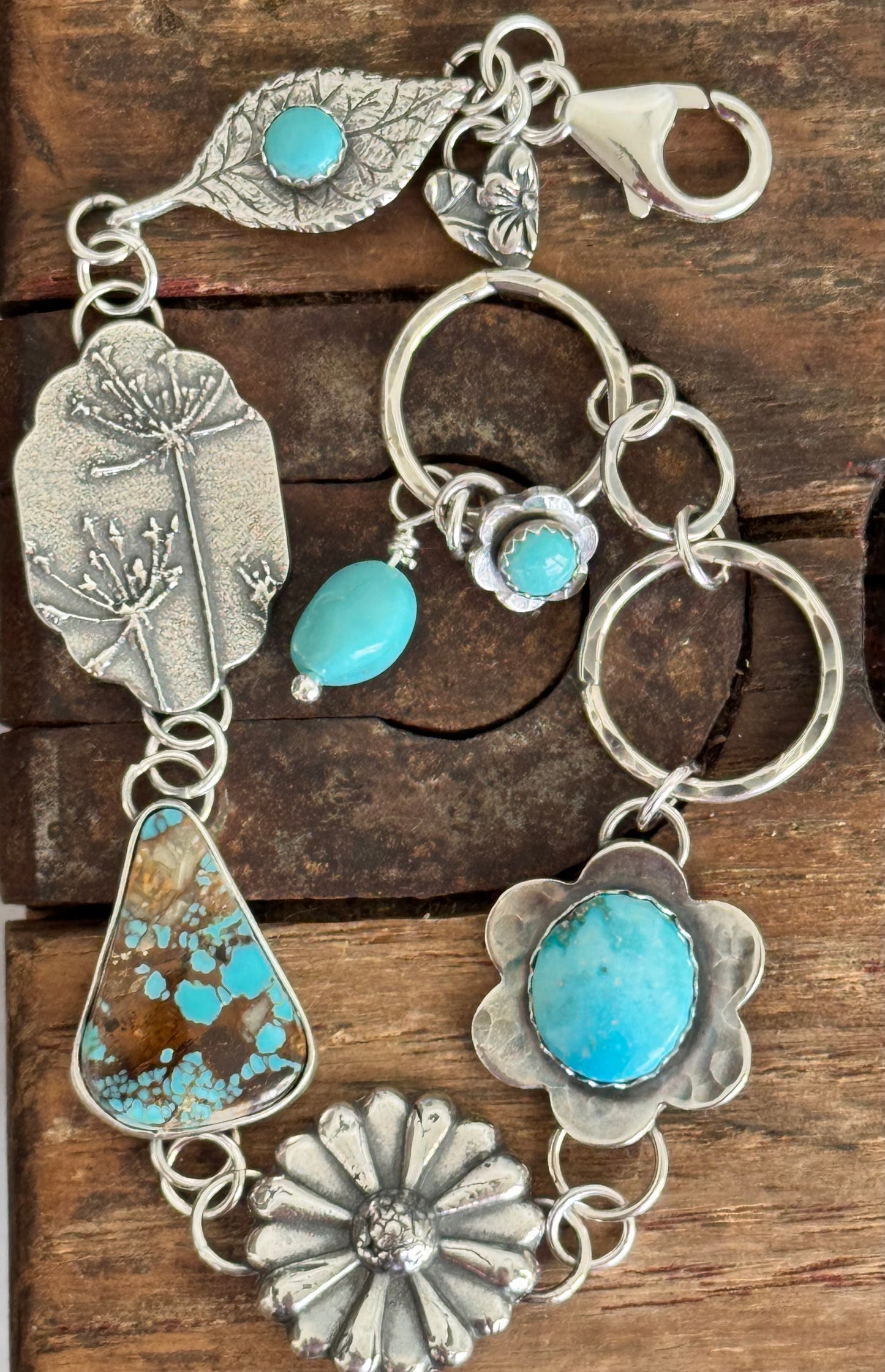 Royston Turquoise sterling wishing flower bracelet