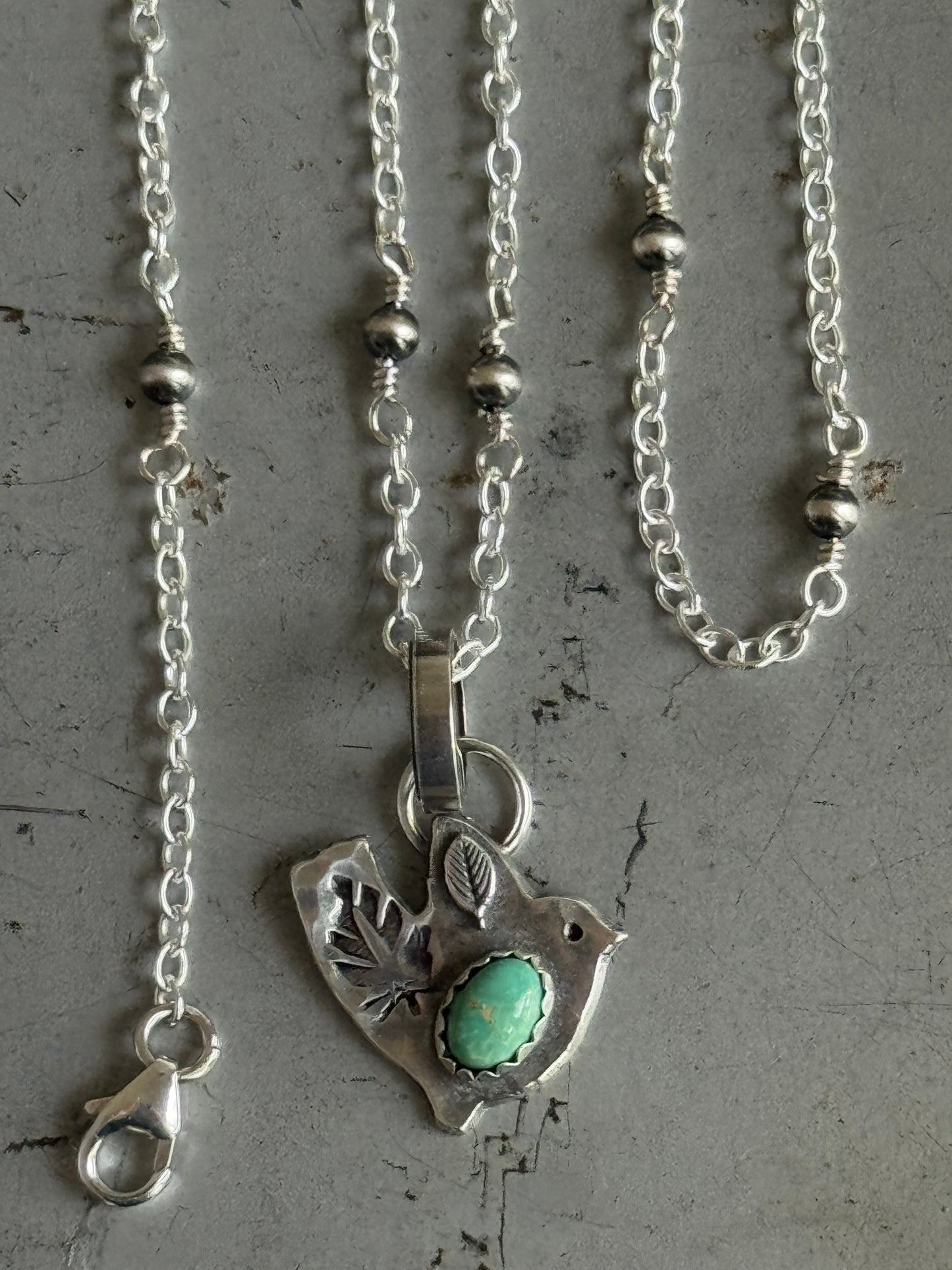 Lone Mountain Birdie sterling beaded necklace