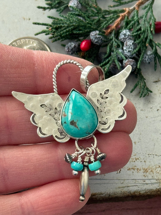 Royston Turquoise Sterling Wing  pendant