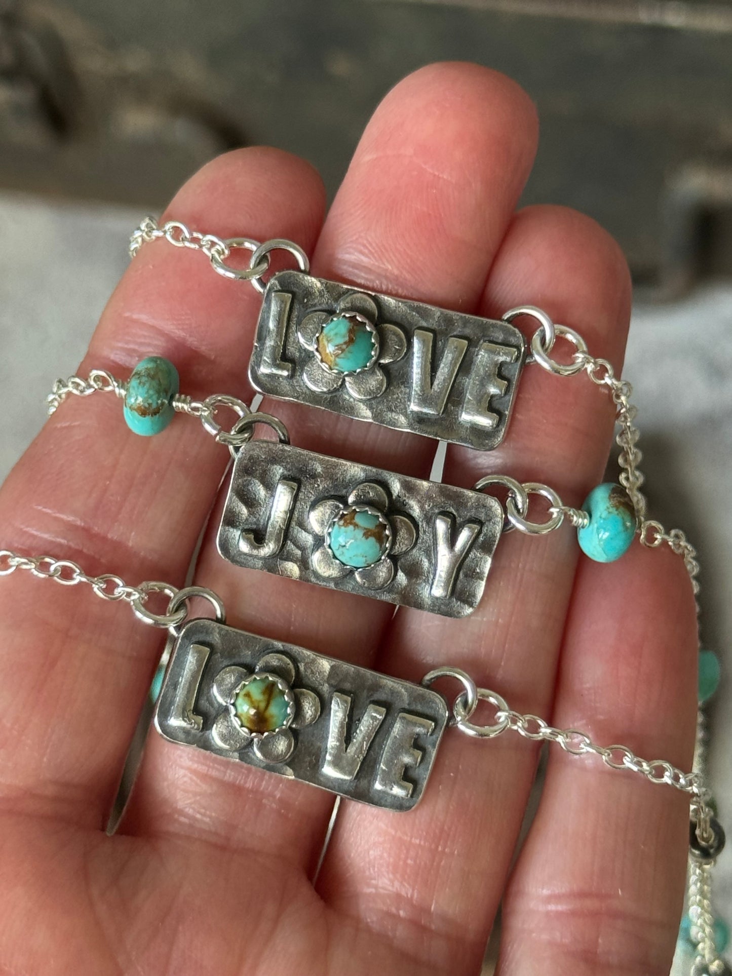 Kingman Turquoise sterling Joy necklace