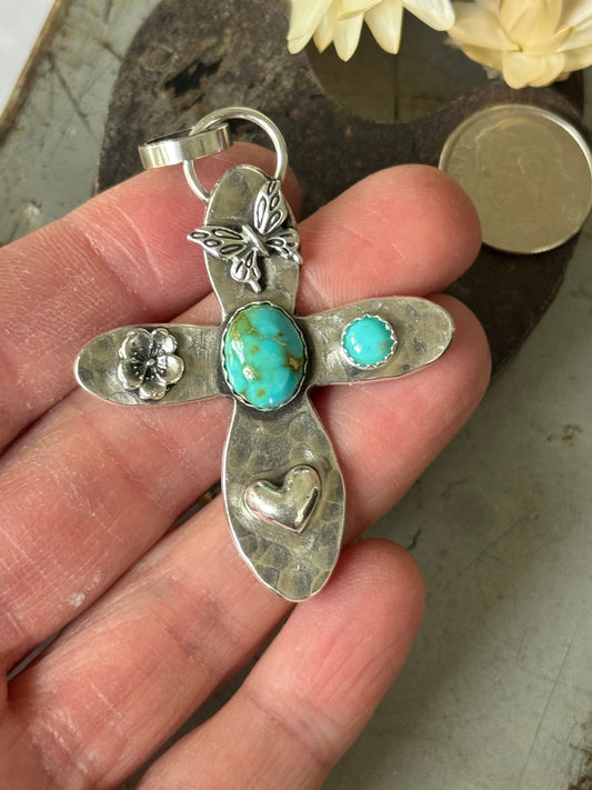 Large Sonoran Gold sterling cross pendant