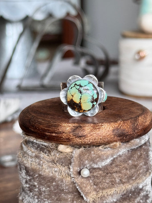 Turquoise Mountain Sterling adjustable bloom flower ring