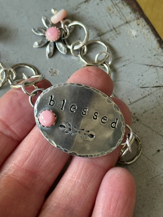 Blessed sterling and Queen Conch adjustable bracelet