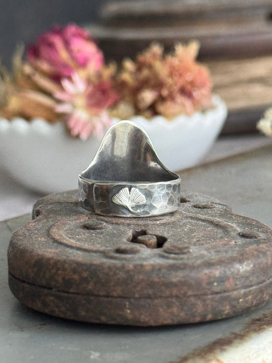 SMALL Sterling Concho Lone Mountain Turquoise Cross Saddle ring