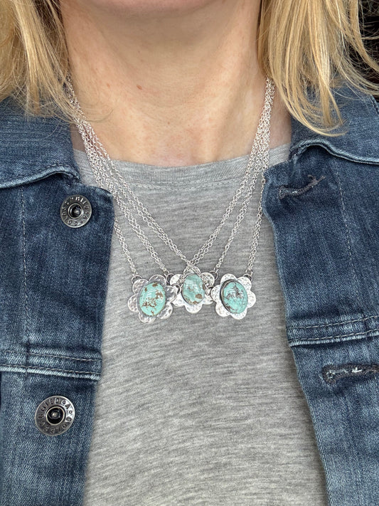 Blooming Dry Creek Turquoise sterling necklace
