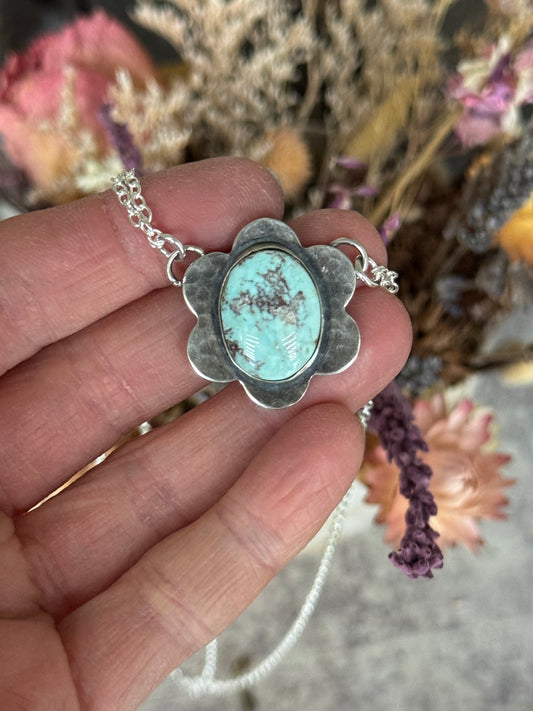 Blooming Dry Creek Turquoise sterling necklace