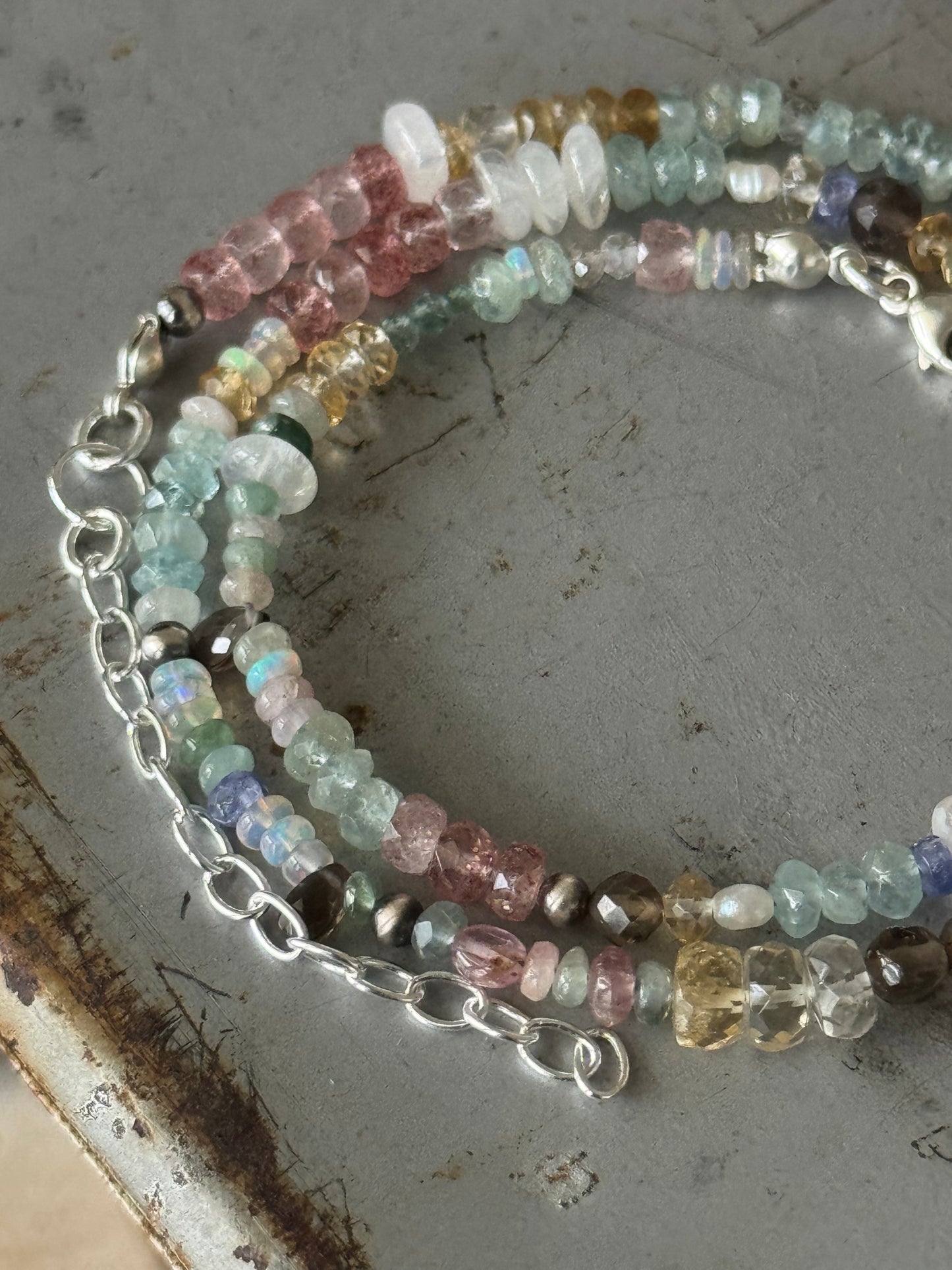 *Made to Order* Multi Gemstone sterling necklace