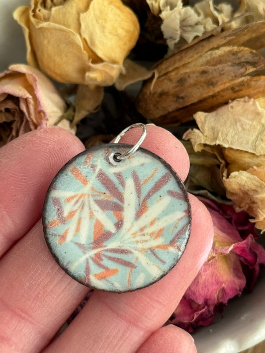 Flower Circle Enamel 1" pendant