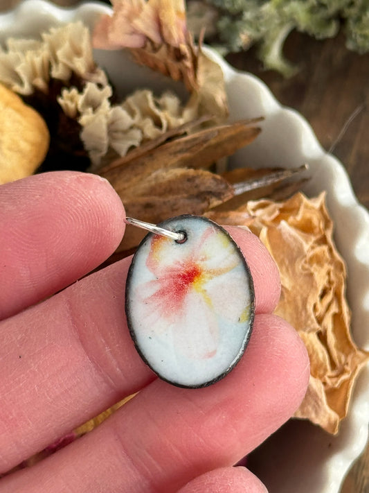 Flower Oval Enamel Charm